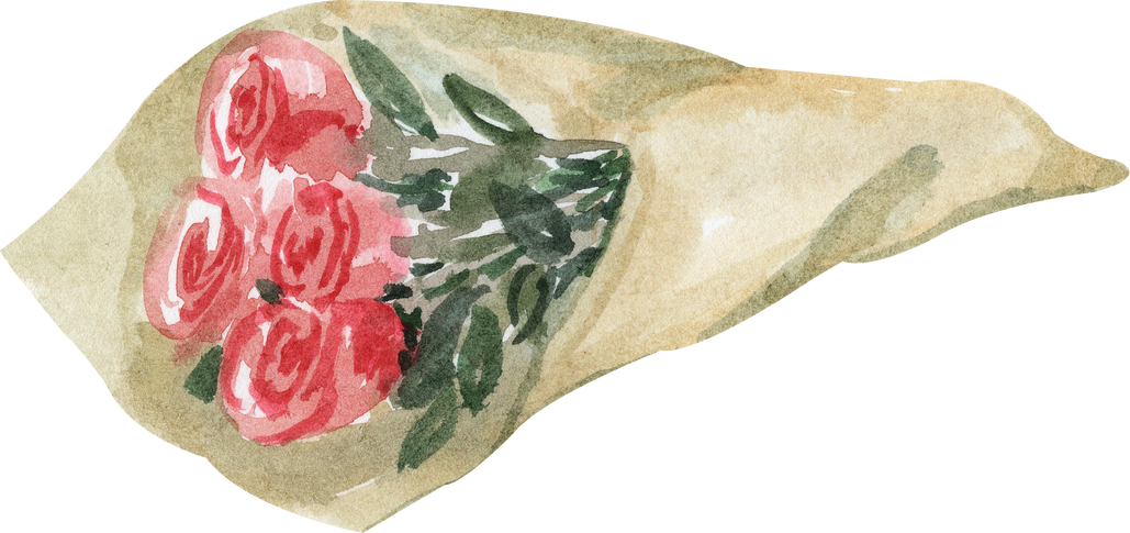 Watercolor rose bouquet illustration